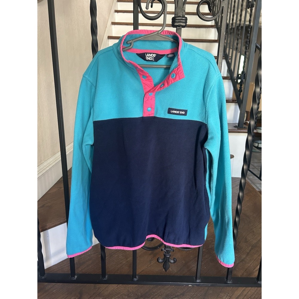 Little Girls Size 10-12 Lands' End Pullover Fleece 1/4 Snap
